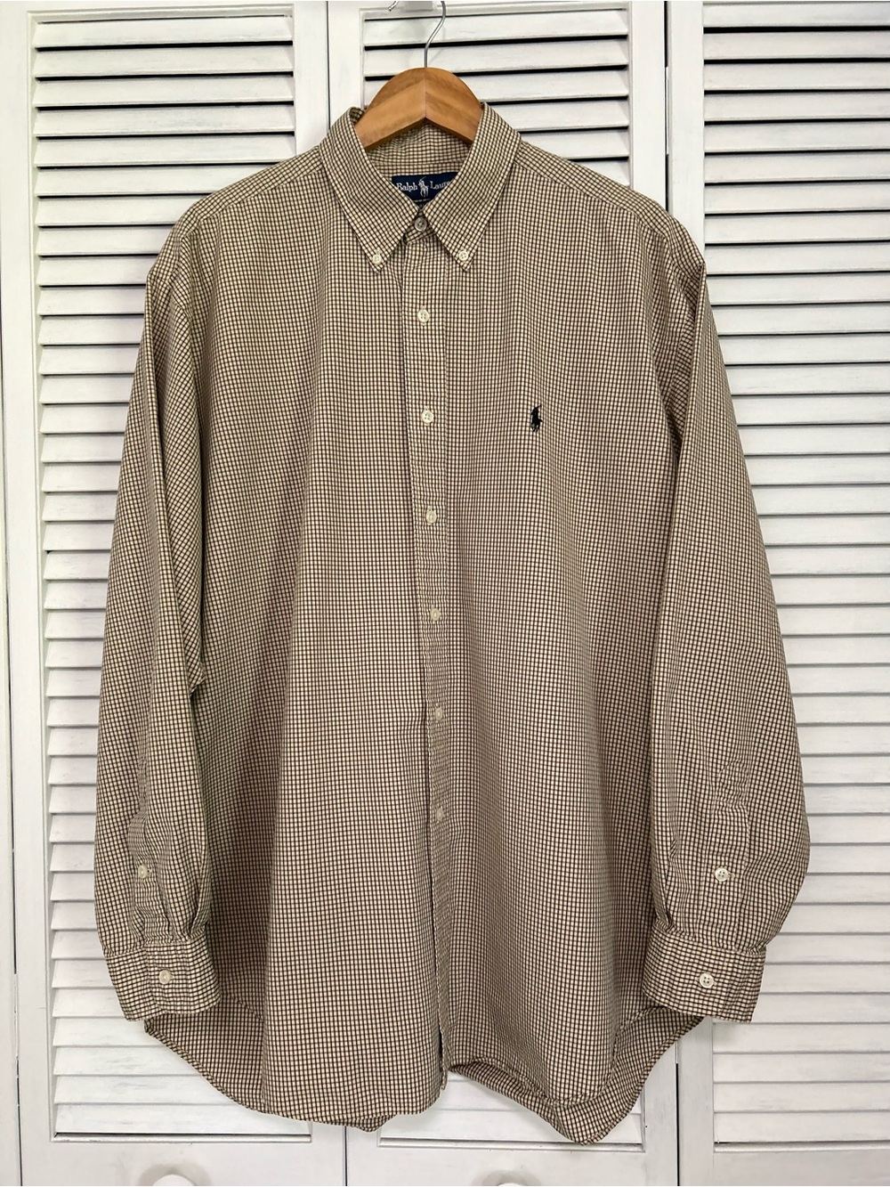Polo by Ralph Lauren Beige/Tan Micro Check Button-Down Shirt Size XL